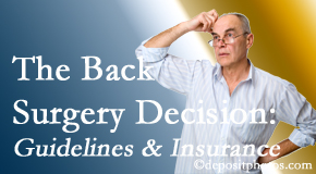 New Roads Chiropractic Center notes that back pain sufferers may choose their back pain treatment option based on insurance coverage. If insurance pays for back surgery, will you choose that? 