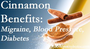 New Roads Chiropractic Center presents research on the benefits of cinnamon for migraine, diabetes and blood pressure.
