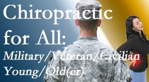 New Roads Chiropractic Center provides back pain relief to civilian and military/veteran sufferers and young and old sufferers alike!
