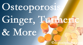 New Roads Chiropractic Center shares benefits of ginger, FLL and turmeric for osteoporosis care and treatment.