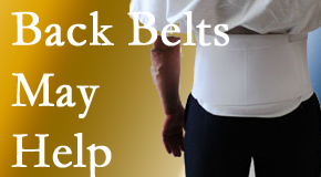 New Roads back pain sufferers using back support belts are supported and reminded to move carefully while healing.