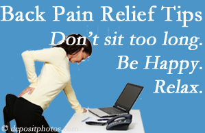 New Roads Chiropractic Center reminds you to not sit too long to keep back pain at bay!