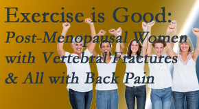 New Roads Chiropractic Center promotes simple yet enjoyable exercises for post-menopausal women with vertebral fractures and back pain sufferers. 