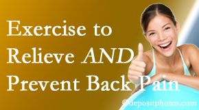 New Roads Chiropractic Center urges New Roads back pain patients to exercise to prevent back pain as well as get relief from back pain. 