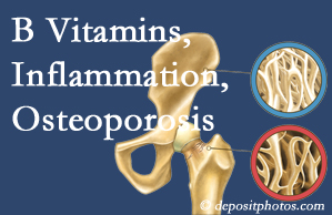 New Roads chiropractic care of osteoporosis often comes with nutritional tips like b vitamins for inflammation reduction and for prevention.